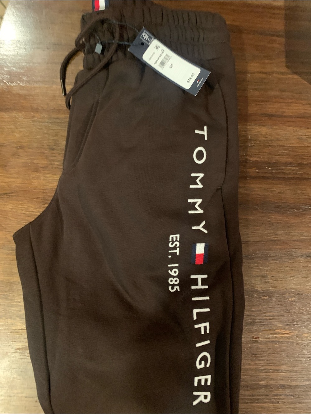 Tommy Hilfiger mens Brown Logo Jogger Sweatpants